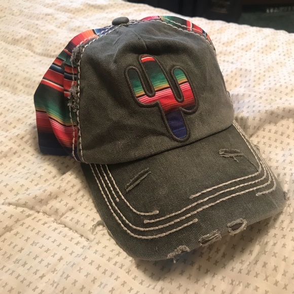 Accessories - Serape Cactus Distressed Cap